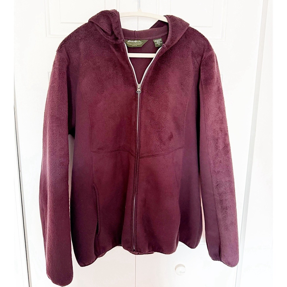 Eddie Bauer Plum/purple Fleece Hoodie Zipper Down In Size XL